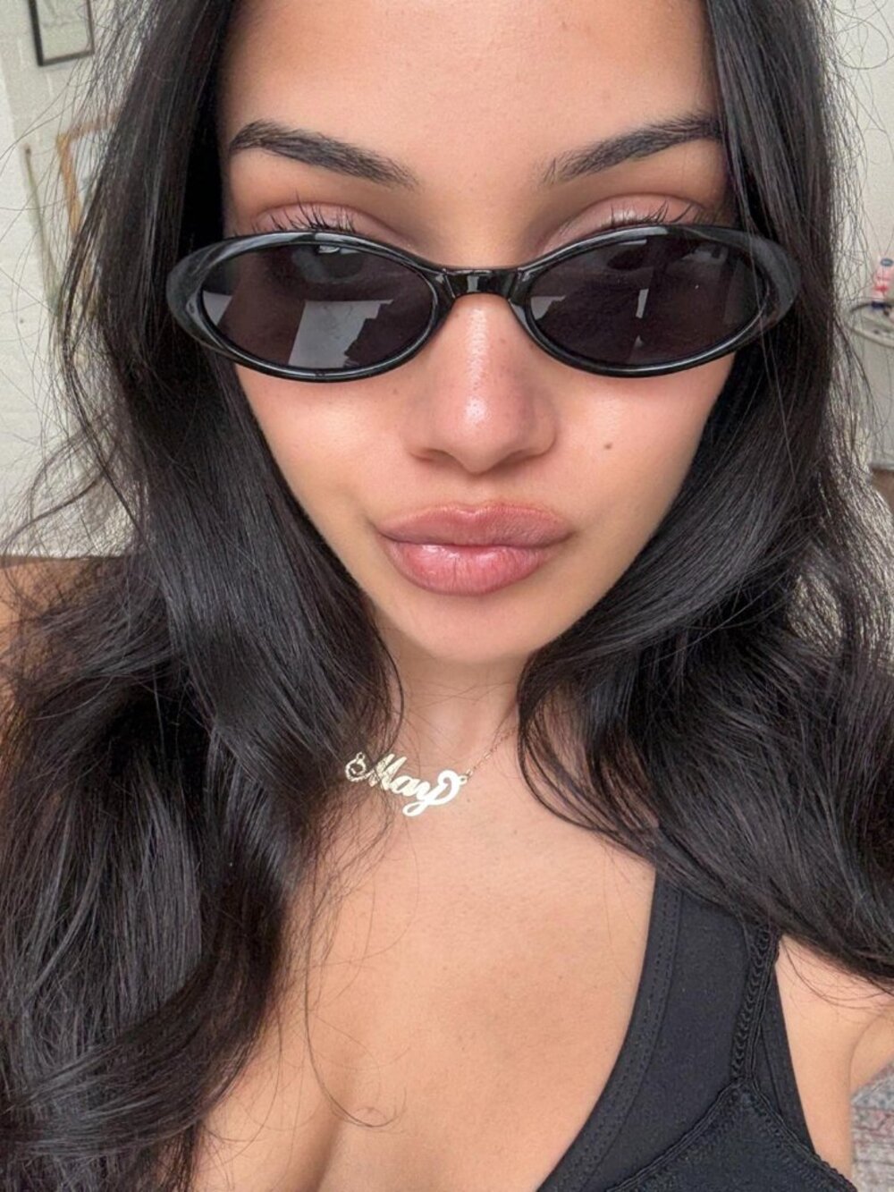 Black Sim Oval Sunglasses